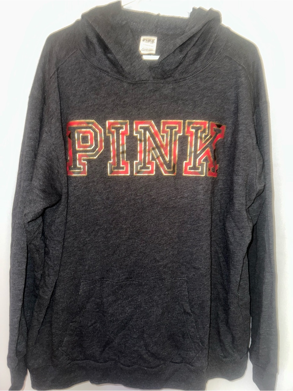 PINK Victoria's Secret Black Hoodie with Red Lettering